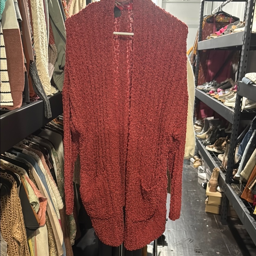 Cozy Red Knit Cardigan nwt